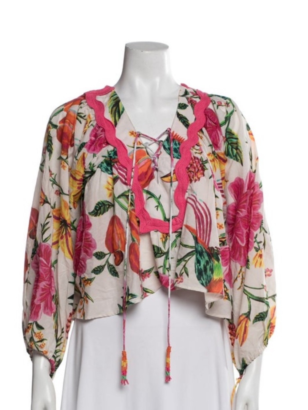 Farm Rio
Floral Print V-Neck Blouse
Size: S